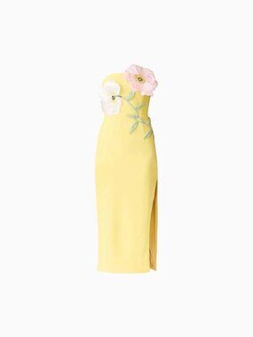 Hope Strapless Midi Dress in Yellow